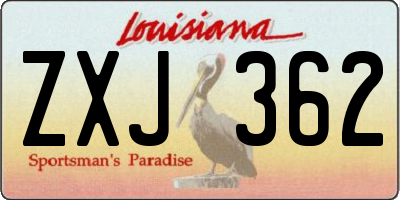 LA license plate ZXJ362