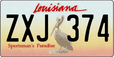 LA license plate ZXJ374