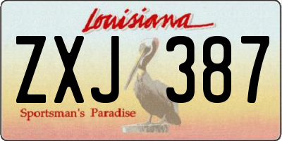 LA license plate ZXJ387