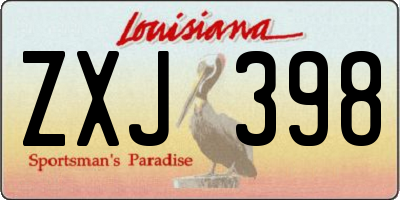 LA license plate ZXJ398