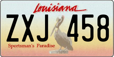 LA license plate ZXJ458