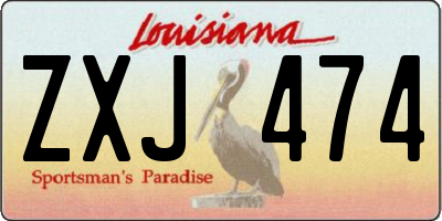 LA license plate ZXJ474