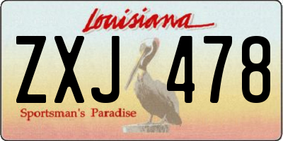 LA license plate ZXJ478