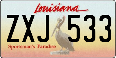 LA license plate ZXJ533