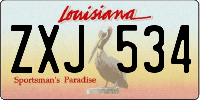 LA license plate ZXJ534