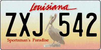 LA license plate ZXJ542