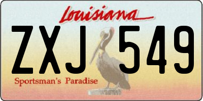 LA license plate ZXJ549