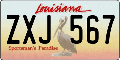 LA license plate ZXJ567