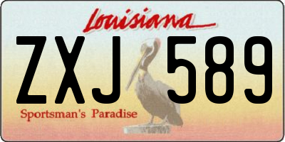 LA license plate ZXJ589