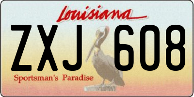 LA license plate ZXJ608