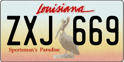 LA license plate ZXJ669