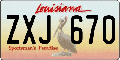 LA license plate ZXJ670