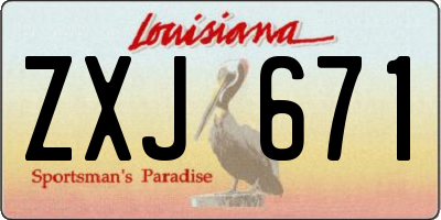 LA license plate ZXJ671