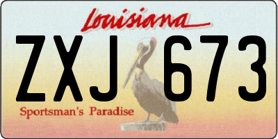 LA license plate ZXJ673
