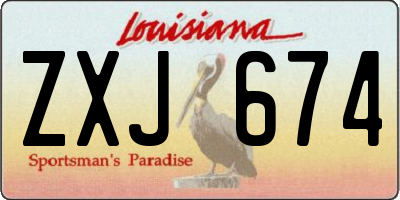 LA license plate ZXJ674