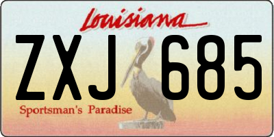 LA license plate ZXJ685