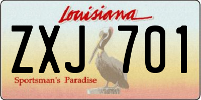 LA license plate ZXJ701