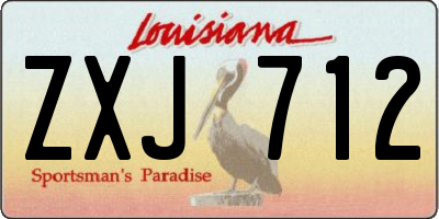 LA license plate ZXJ712