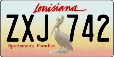 LA license plate ZXJ742