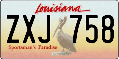 LA license plate ZXJ758