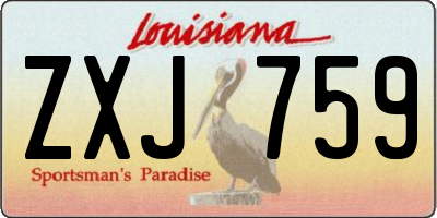 LA license plate ZXJ759