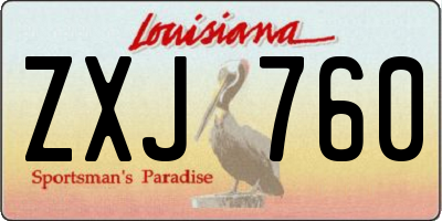 LA license plate ZXJ760