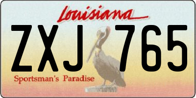 LA license plate ZXJ765