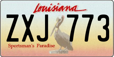 LA license plate ZXJ773