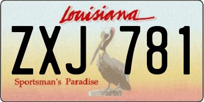 LA license plate ZXJ781