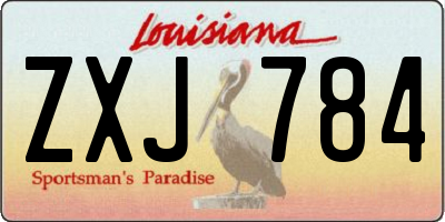 LA license plate ZXJ784