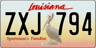 LA license plate ZXJ794