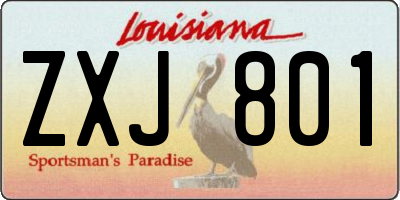 LA license plate ZXJ801