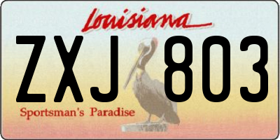 LA license plate ZXJ803