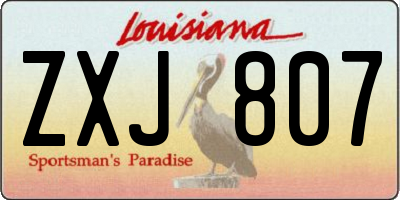 LA license plate ZXJ807
