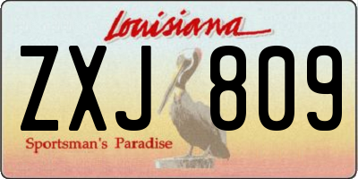 LA license plate ZXJ809