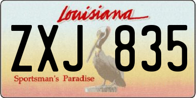 LA license plate ZXJ835