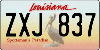 LA license plate ZXJ837