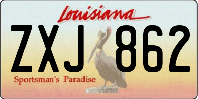 LA license plate ZXJ862