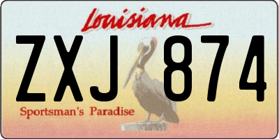 LA license plate ZXJ874