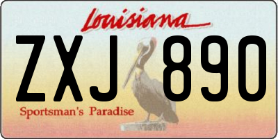 LA license plate ZXJ890