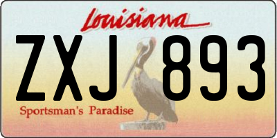 LA license plate ZXJ893