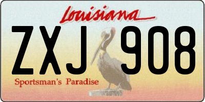 LA license plate ZXJ908
