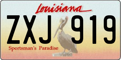 LA license plate ZXJ919