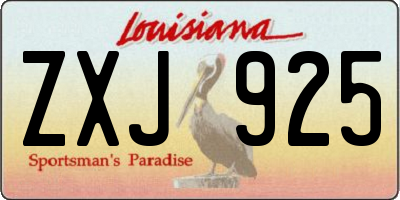 LA license plate ZXJ925