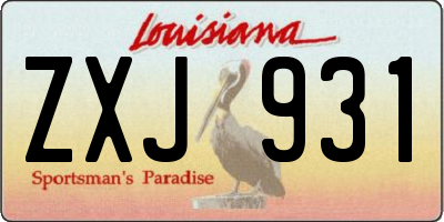 LA license plate ZXJ931