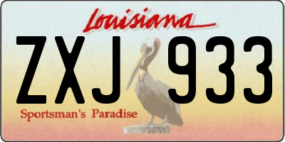 LA license plate ZXJ933