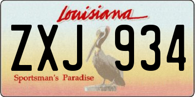 LA license plate ZXJ934