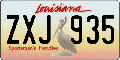 LA license plate ZXJ935