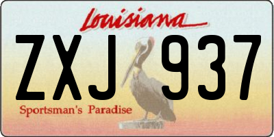 LA license plate ZXJ937