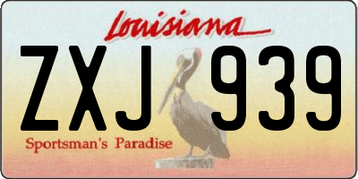 LA license plate ZXJ939